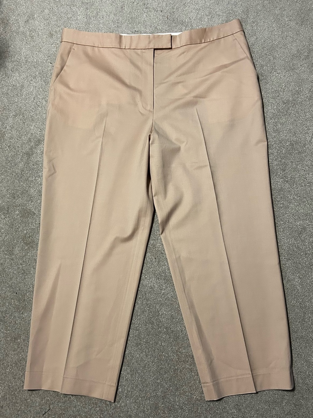 St. John Wool Tan Ivory High-Waist Trousers Plus 18